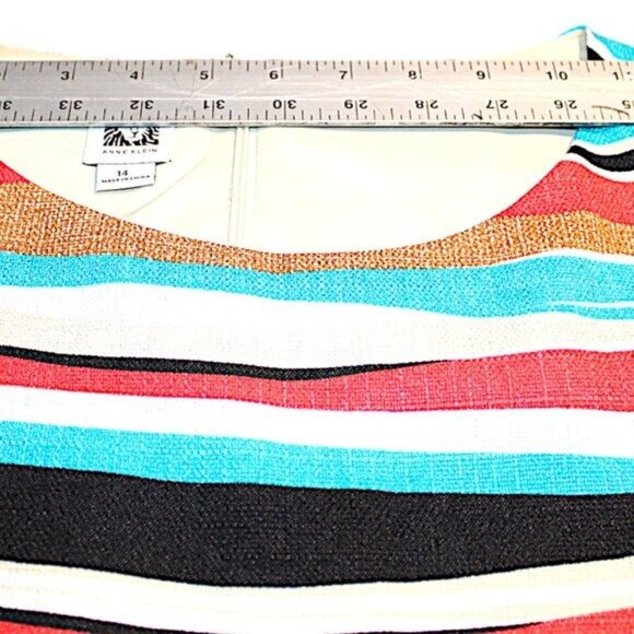 Anne Klein Multicolor Striped Fit & Flare Dress Size 14 Large - Picture 8 of 11